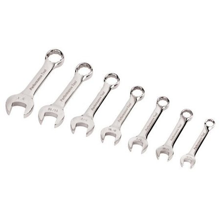 PERFORMANCE TOOL 7-Pc Sae Stubby Wrench Wrench Set, W30507 W30507